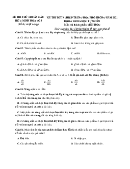 Đề thi thử theo cấu trúc Đề minh họa 2021 môn Sinh học có đáp án số 3