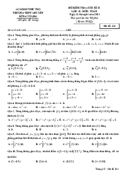 Đề thi cuối kỳ 2 Toán 12 năm 2023 – 2024 trường THPT chuyên Hùng Vương – Phú Thọ
