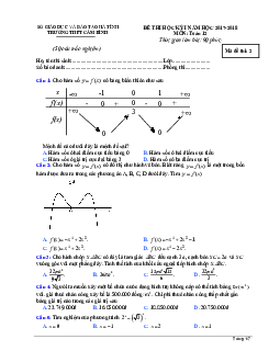Đề thi học kỳ I Toán 12 năm học 2017 – 2018 trường THPT Cẩm Bình – Hà Tĩnh