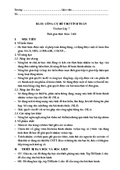 Giáo án Tin học 7 Bài 8: Công Cụ Hỗ Trợ Tính Toán sách Kết nối tri thức với cuộc sống