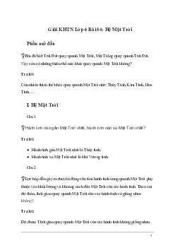 Giải KHTN Lớp 6 Bài 54: Hệ Mặt Trời | Kết nối tri thức