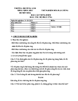 Báo cáo thí nghiệm bài 3: Tốc độ phản ứng