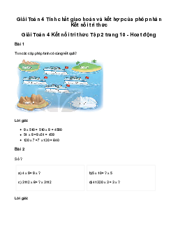 Giải Toán lớp 4 Bài 40: Tính chất giao hoán và kết hợp của phép nhân | Kết nối tri thức