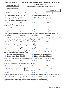 Đề khảo sát kiến thức môn Toán THPT lần 1 năm 2018 – 2019 sở GD và ĐT Vĩnh Phúc