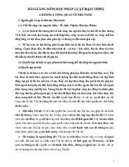 Bài giảng môn Pháp luật đại cương (chương 1 và 2)