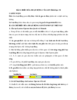 Sinh học 12 bài 3: Điều hòa hoạt động gen
