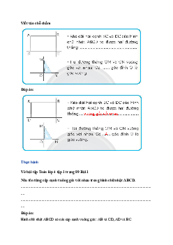 Vở bài tập Toán lớp 4 trang 89 Bài 31: Hai đường thẳng vuông góc Chân trời sáng tạo