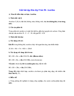 Giải Hóa 9 Bài 38: Axetilen