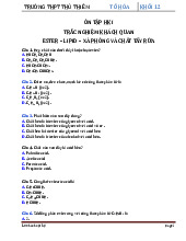 Đề cương Ôn tập HKI trắc nghiệm khách quan Ester – lipid – xà phòng và chất tẩy rửa môn Hóa học 12