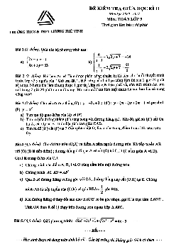Đề thi giữa kì 2 Toán 9 năm 2020 – 2021 trường Lương Thế Vinh – Hà Nội