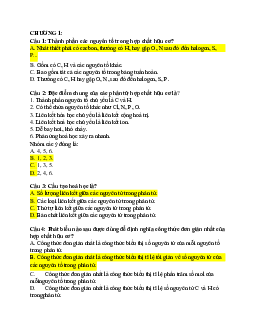 Đề cương câu hỏi trắc nghiệm ôn tập môn Hóa đại cương phần Hóa hữu cơ theo từng chương có đáp án