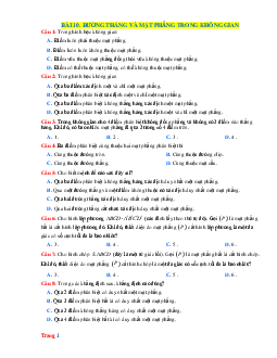 Câu hỏi trắc nghiệm Toán 11 Bài 10: Đường thẳng và mặt phẳng trong không gian