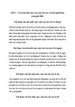 Văn mẫu Viết 5 - 7 câu nêu tình cảm, cảm xúc của em về một người thân trong gia đình | kết nối tri thức