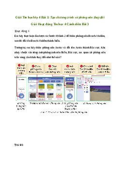 Giải Tin học lớp 4 Bài 3: Tạo chương trình có phông nền thay đổi | Cánh diều