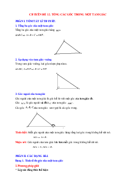 Chuyên đề tổng các góc trong một tam giác Toán 7