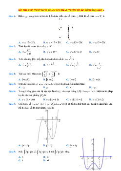 Đề thi thử môn Toán 2023 bám sát minh họa (có lời giải chi tiết)-Đề 4