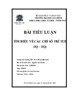 Tìm hiểu về các chỉ số trí tuệ IQ EQ - Tiểu luận môn Trí tuệ văn hóa | Đại học Gia Định