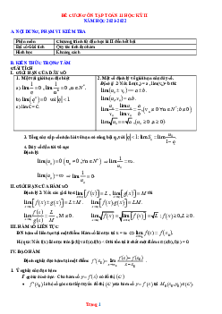 Đề cương ôn tập Toán 11 HK2 năm 2022