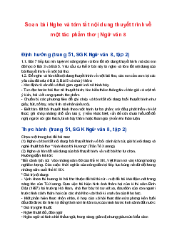 Soạn bài Nghe và tóm tắt nội dung thuyết trình về một tác phẩm thơ | Ngữ văn 8 sách Cánh Diều