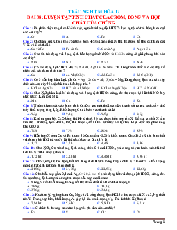 Bài 38 Luyện tập tính chất Crom đồng và hợp chất của chúng hóa học 12 (có đáp án)