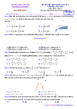 Đề thi thử Toán THPTQG 2019 lần 1 trường chuyên Nguyễn Tất Thành – Yên Bái