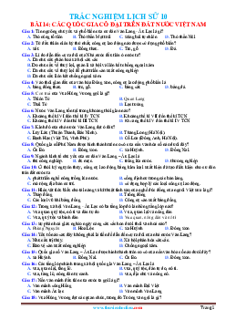 Trắc nghiệm Lịch Sử 10 Bài 14: Các Quốc Gia Cổ Đại Trên Đất Nước Việt Nam (có đáp án)