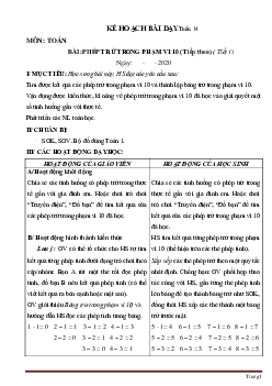 Giáo án Toán lớp 1 sách Cánh Diều tuần 14