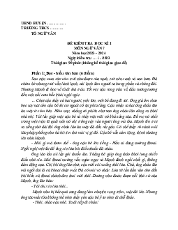 Đề thi học kì 1 môn Ngữ văn 7 năm 2023 - 2024 sách Chân trời sáng tạo - Đề 5