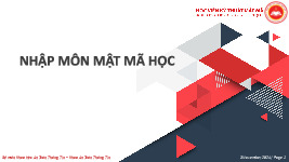 Tài liệu sưu tầm. slide Chương 1 Nhập môn mật mã học