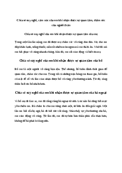 Chia sẻ suy nghĩ, cảm xúc của em khi nhận được sự quan tâm, chăm sóc của người thân Tiếng việt 4| Chân trời sáng tạo