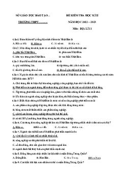 Đề thi học kì 2 môn Địa lý lớp 11 năm 2022 - 2023 | đề 4