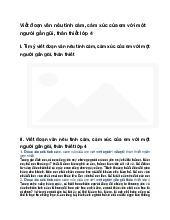 Viết đoạn văn nêu tình cảm, cảm xúc của em với một người gần gũi, thân thiết lớp 4 - Tiếng việt 4