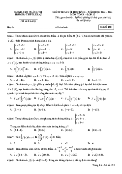 Đề cuối học kỳ 2 Toán 12 năm 2023 – 2024 trường THPT Lê Lợi – Quảng Trị