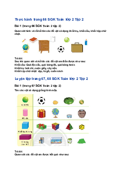 Giải SGK Toán lớp 2 trang 66, 67, 68, 69 Khối trụ - khối cầu| Chân trời sáng tạo