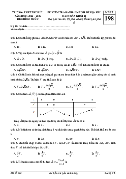Đề học kì 1 Toán 12 năm 2022 – 2023 trường THPT Thủ Đức – TP HCM