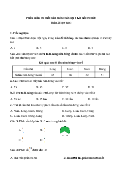 Bài tập cuối tuần Toán lớp 4 Kết nối tri thức - Tuần 25 (Cơ bản)