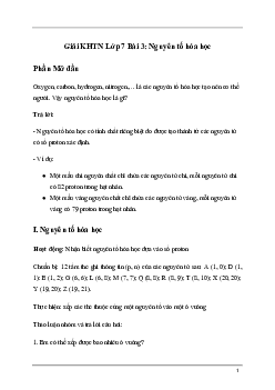 Giải sách Khoa học tự nhiên 7 Bài 3: Nguyên tố hóa học | Kết nối tri thức