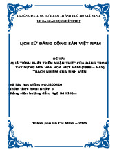 Quá trình phát triển nhận thức của Đảng trong xây dựng nền văn hóa Việt Nam môn Tư tưởng Hồ Chí Minh | Trường Đại học Sư phạm Thành phố Hồ Chí Minh