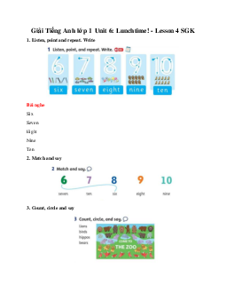 Giải Tiếng Anh lớp 1 Unit 6: Lunchtime! - Lesson 4 SGK | Family & Friends
