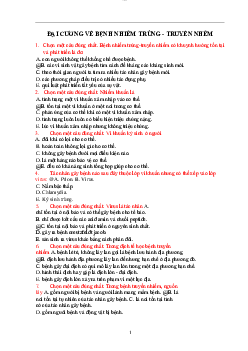 Trắc nghiệm môn Truyền nhiễm có đáp án