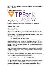 Tổng quan về Ngân hàng Thương mại Cổ phần Tiên Phong (TPBank) | Môn Ngân hàng thương mại - Học viện Ngân hàng