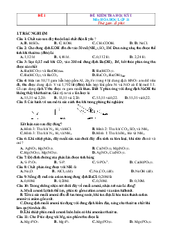 Bộ đề thi học kỳ 1 Hóa 11 (có đáp án)