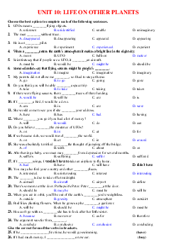 Bài tập Tiếng Anh lớp 9 Unit 10 Life on other planets có đáp án