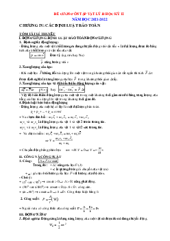 Đề cương ôn tập Vật lí 10 học kỳ 2 năm 2022