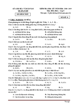 Đề thi học kỳ 1 môn hóa 9 Quảng Nam năm 2018-2019 (có lời giải)