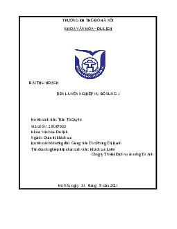 Bài thu hoạch rèn luyện nhiệm vụ bổ sung 1 | Trường Đại Học Thủ Đô Hà Nội