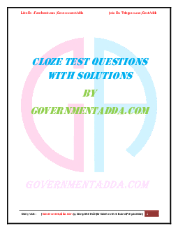 Cloze test questions with solutions by governmentadda.com