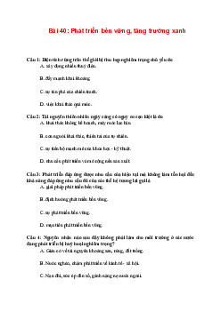 Trắc nghiệm Địa lí 10 Bài 40 Chương 11 | Chân trời sáng tạo