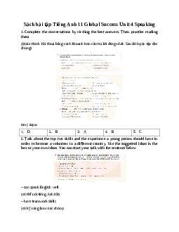 Giải Unit 4 Speaking | Sách bài tập Tiếng Anh 11 Global Success