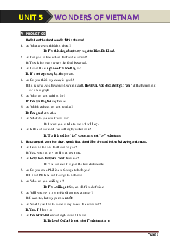 Bài Tập Tiếng Anh 9 Chương Trình Mới Bài 5: Wonders Of Vietnam (có lời giải)